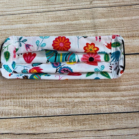 Green Zebra & Flowers Kids Mask with Filter Pocket - Picture 2 of 8